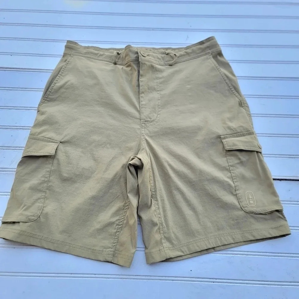 Bass Outdoor Mens Cargo 9" Hiking Casual Shorts Khaki Beige Tan Nylon Stretch M